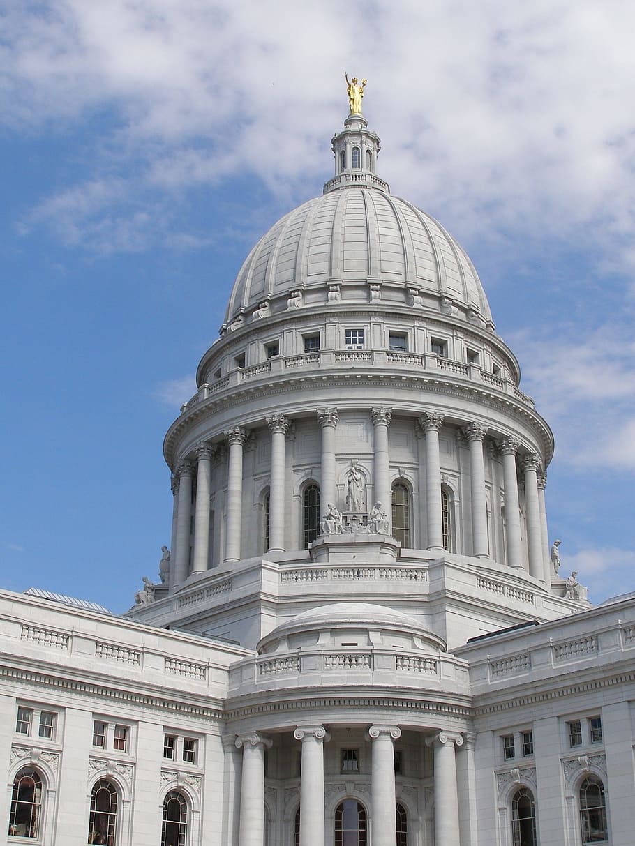 madison, wisconsin, capital, capitol, building, built structure, architecture, dome, building exterior, sky