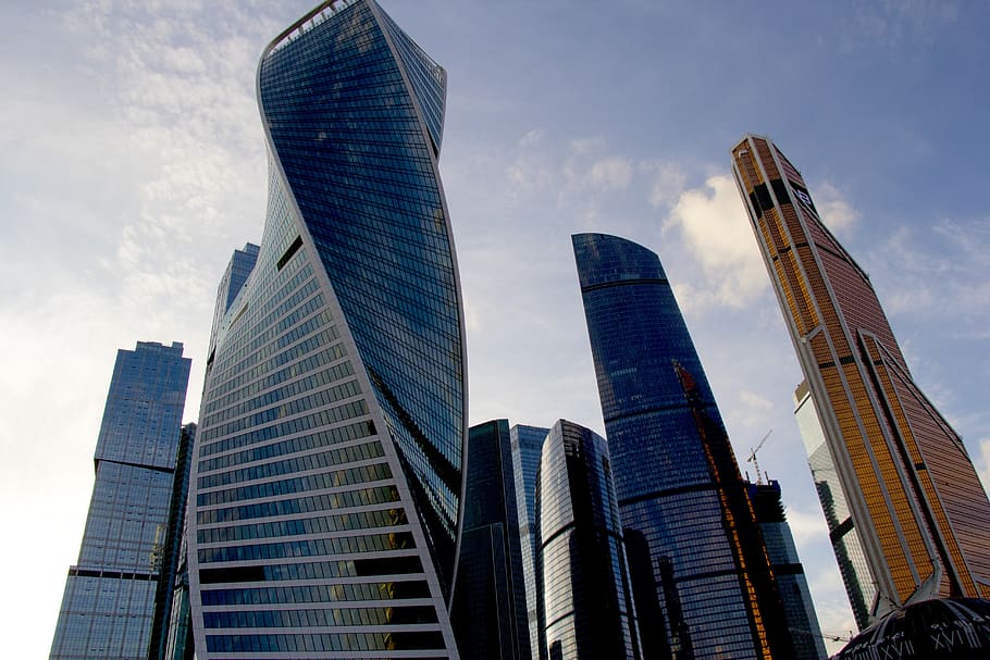 moscow city, skyscrapers, architecture, moscow, tower, russia, modern, built structure, building exterior, office building exterior