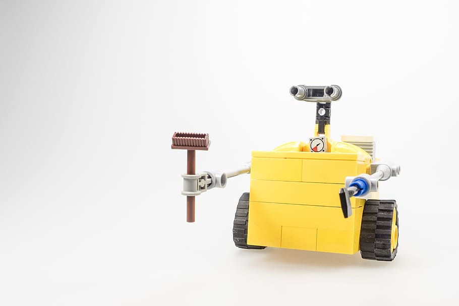 yellow robot figure, Lego, Wall-E, Figure, Cult, Computer, robot, machine, controlled, artificial intelligence
