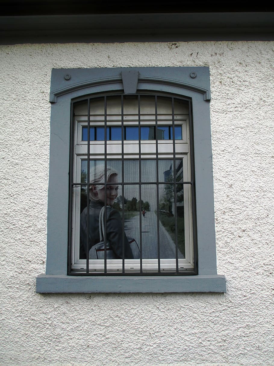 window, blinds, roller shutter, hauptwil, motif woman, architecture, thurgau, switzerland, building exterior, built structure