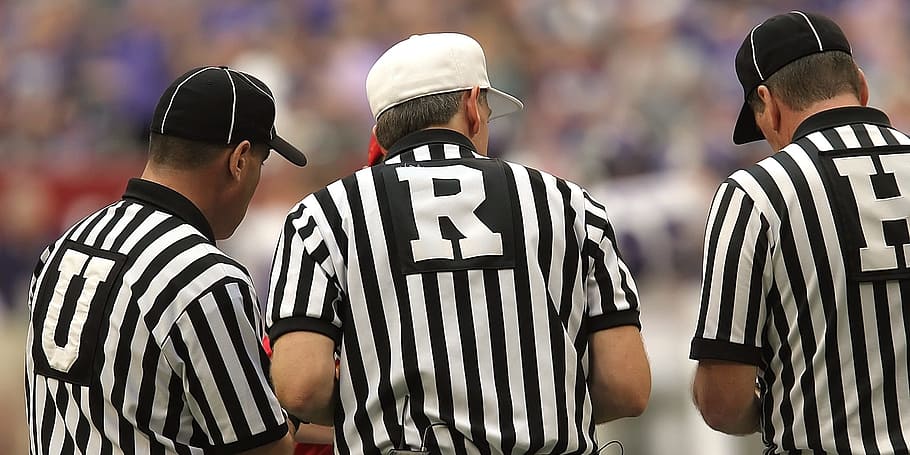 american football referees, American Football, Football Referees, decision making, decisions, collaboration, discussion, strategy, meeting, referee