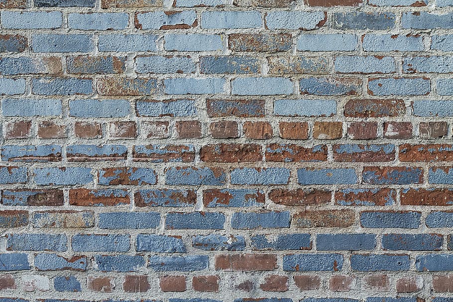 brown, blue, cinder block wall, background, texture, wall, brick, grunge, brick texture, mortar