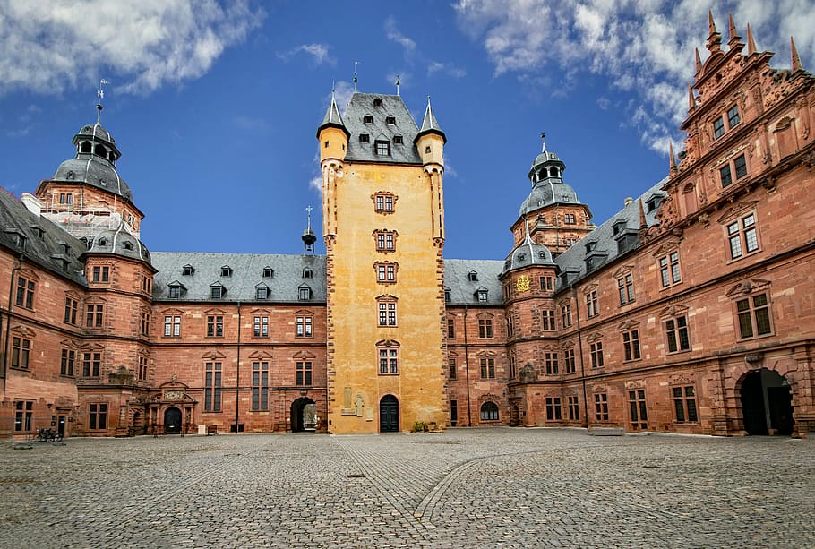 aschaffenburg, castle, lower franconia, bavaria, germany, old town, places of interest, closed johannisburg, schlosshof, history