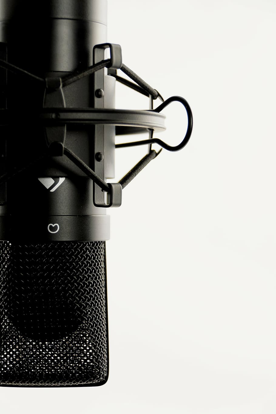 negro, micrófono de condensador, blanco, fondo, estudio, micrófono, micrófono vocal, audio, grabación, estudio de sonido