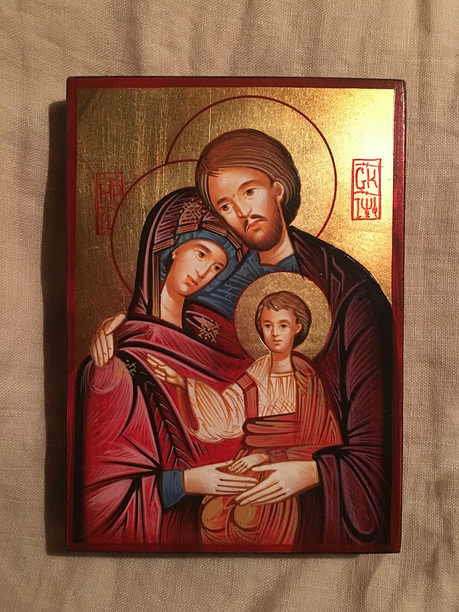 christian, icon, the holy family, the birth of, christmas, jesus, the virgin mary, holy maria, women, art and craft