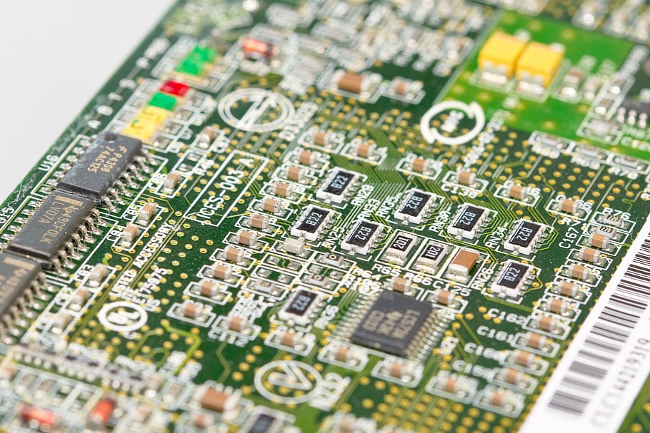 green circuit board, board, motherboard, elko, datailaufnahme, hardware, computer, chip, solder joint, solder