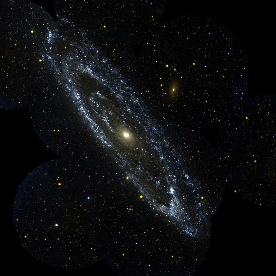 galaxy illustration, andromeda, andromeda galaxy, galaxy, spiral galaxy, large andromedanebel, starry sky, space, universe, night sky