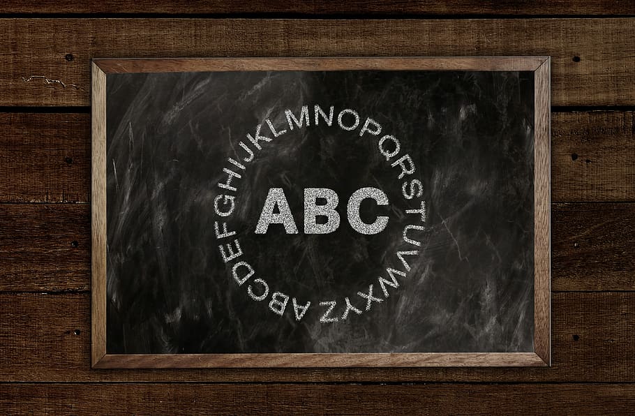 black, brown, chalkboard, alphabet, letters, abc, board, literacy, illiterate, illiteracy