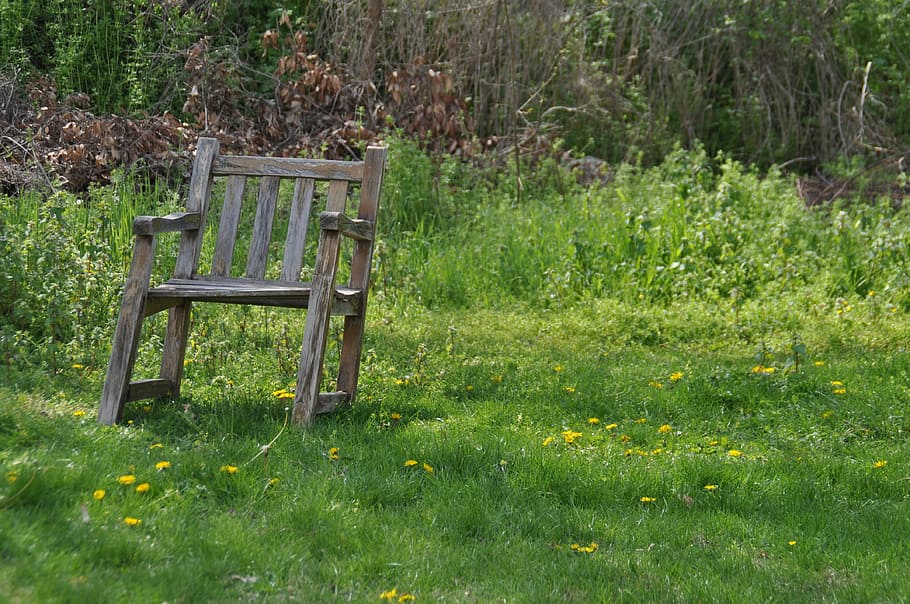 relaxation, simplicity, minimal, chair, old chair, garden, sit, wooden chair, idyllic, garden chair