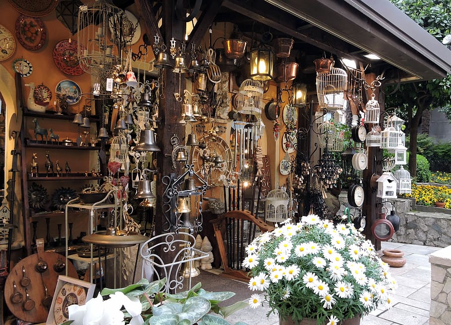 shop, antiquity, items, flowers, exposure, large group of objects, flowering plant, abundance, indoors, plant