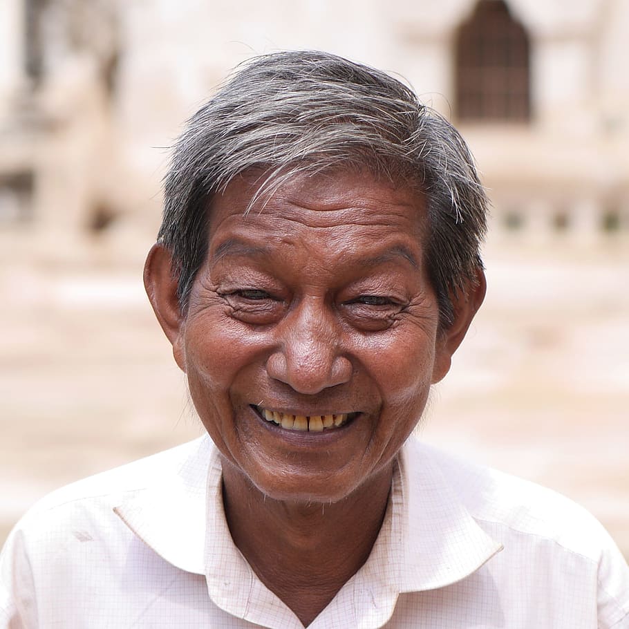 merapatkan, foto, manusia, tersenyum, Myanmar, bahagia, pria, potret, senyum, ceria