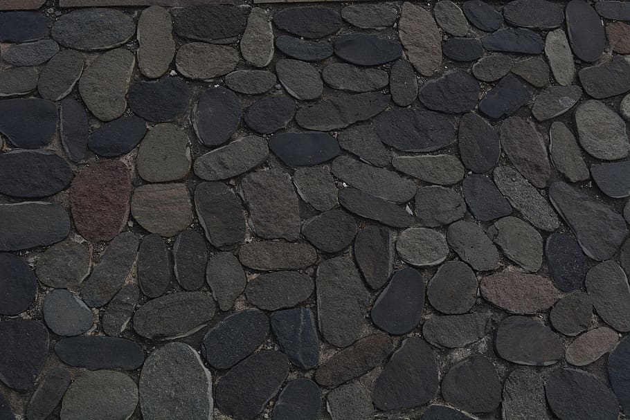 batu, lantai, cobble, path, empedrado, street, laja, river, order, bingkai penuh