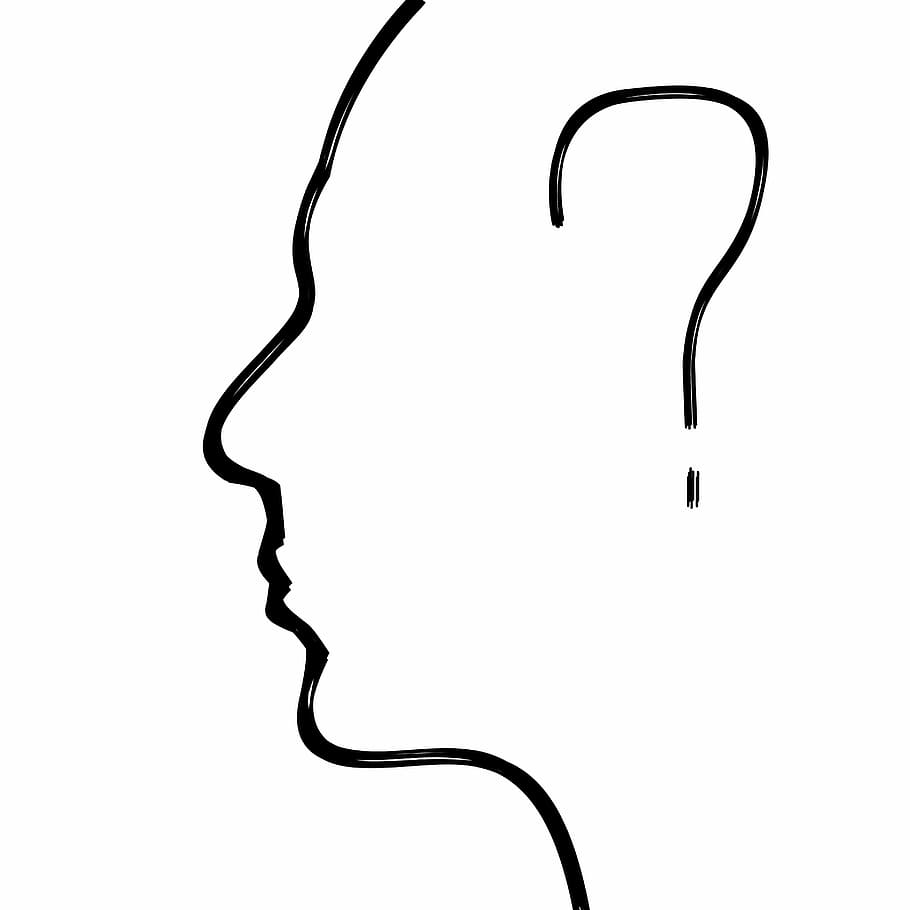 sketsa, orang, wajah, kepala, otak, pikiran, tubuh manusia, psikologi, konsentrasi, ide