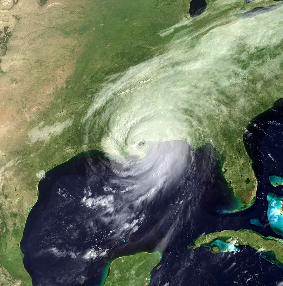 aproximando-se, novo, orleans, imagem de satélite, furacão Katrina, Nova Orleans, Louisiana, fotos, imagem, domínio público