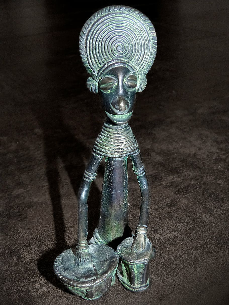 african figure, african sculpture, shaman, sorcerer, bronze, art and craft, human representation, creativity, representation, sculpture
