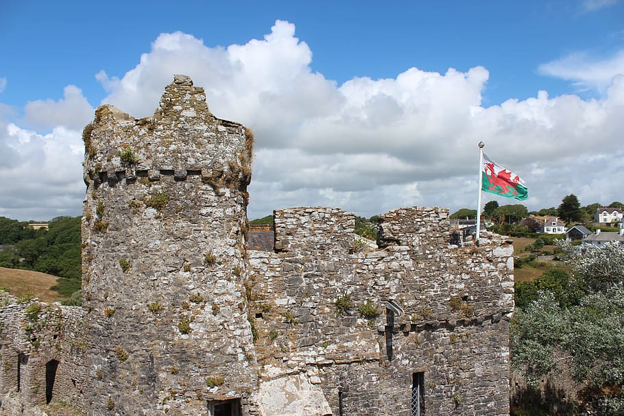Gales, castillo, medieval, hito, antiguo, galés, paisaje, fortaleza, historia, edificio