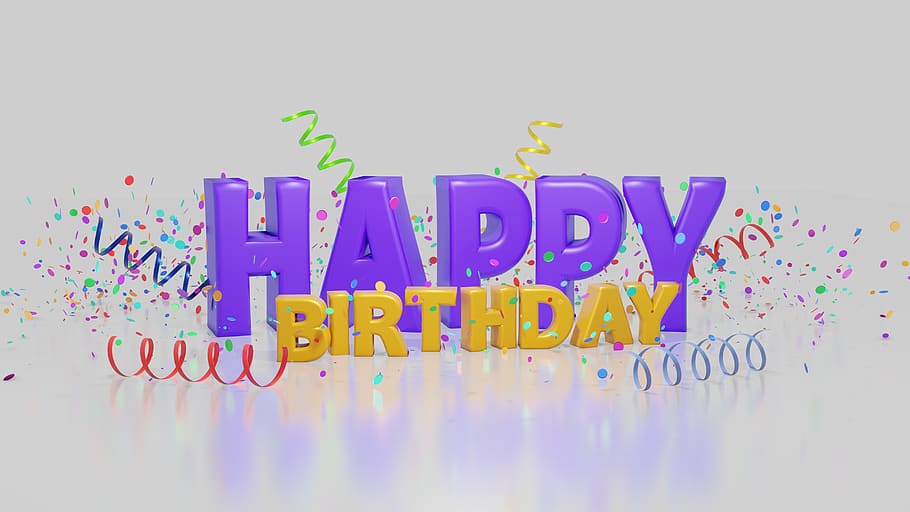 happy birthday, birthday, 3d, greeting, birthday card, colorful, text, multi colored, western script, studio shot