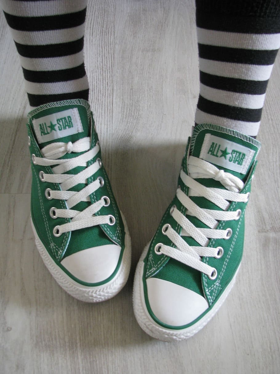 Green, All Star, Converse, Chucks, Shoes, converse, chucks, stripes, black and white, style, shoe