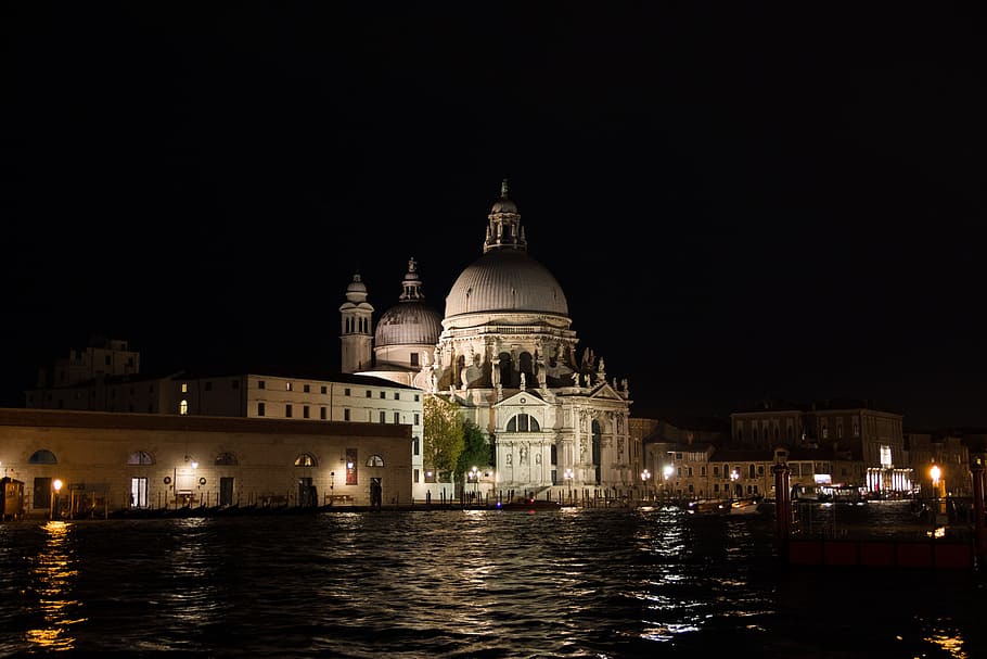 venice, italy, santa maria della salute, venezia, water, channel, romantic, architecture, church, boats