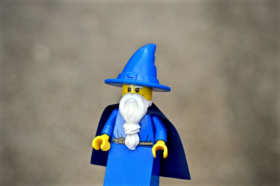 mainan penyihir lego, penyihir, lego, action figure, mainan, pria, halloween, sihir, jenggot, kostum
