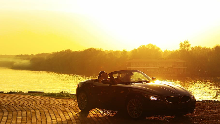 black, bmw, convertible, coupe, 4 series, new, bmw cabriolet, sunset, sun, summer