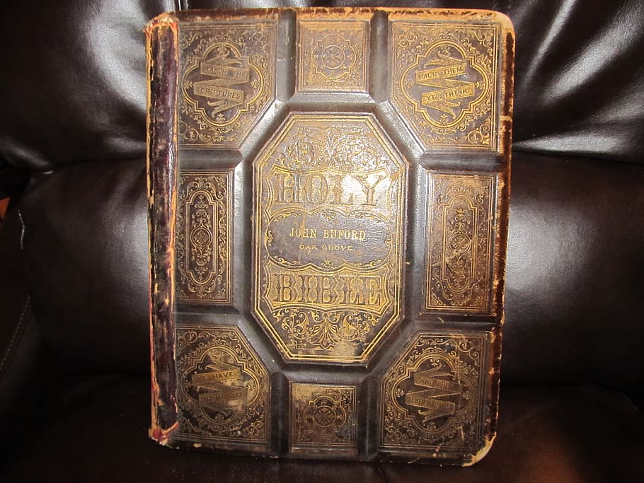 holy bible, antique, leather, cover, scripture, book, bible, old, hand tooled, historical