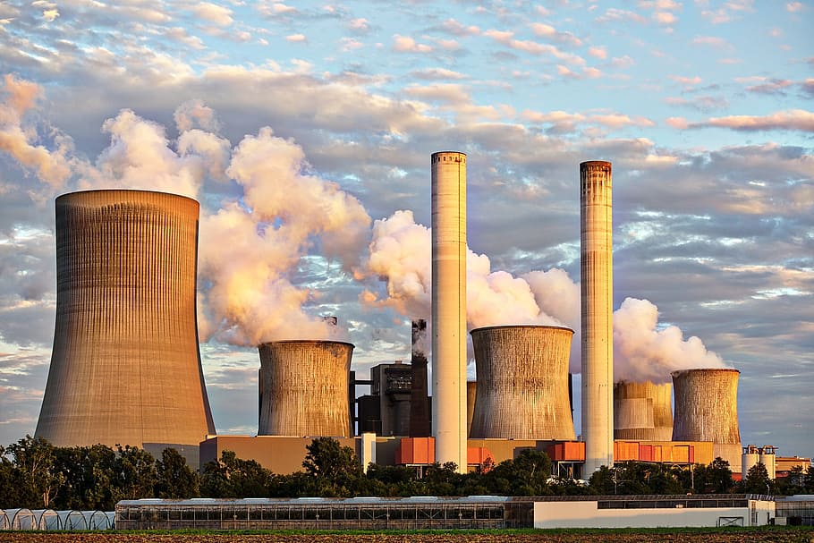 daytime, Power Plant, Industry, Chimney, industrial plant, smoke, pollution, environmental protection, factory, brown coal