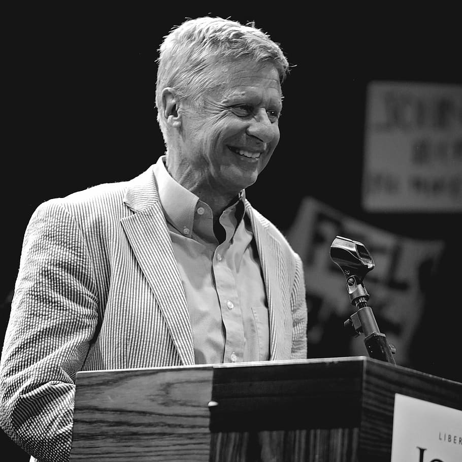 gary johnson, president, election, 2016, presidential, candidate, libertarian party, libertarian, black And White, men