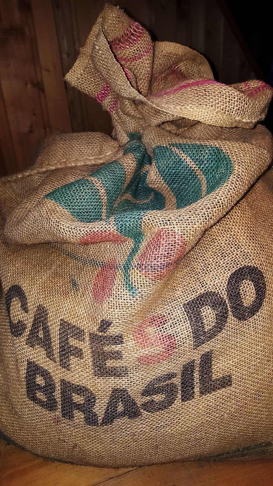 coffee, bag, brown, brasil, textile, indoors, sack, close-up, still life, pattern
