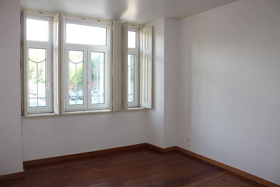 blanco, enmarcado, ventana de vidrio, casa, apartamento, abiertamente, en blanco, interior, interior de la casa, vacío