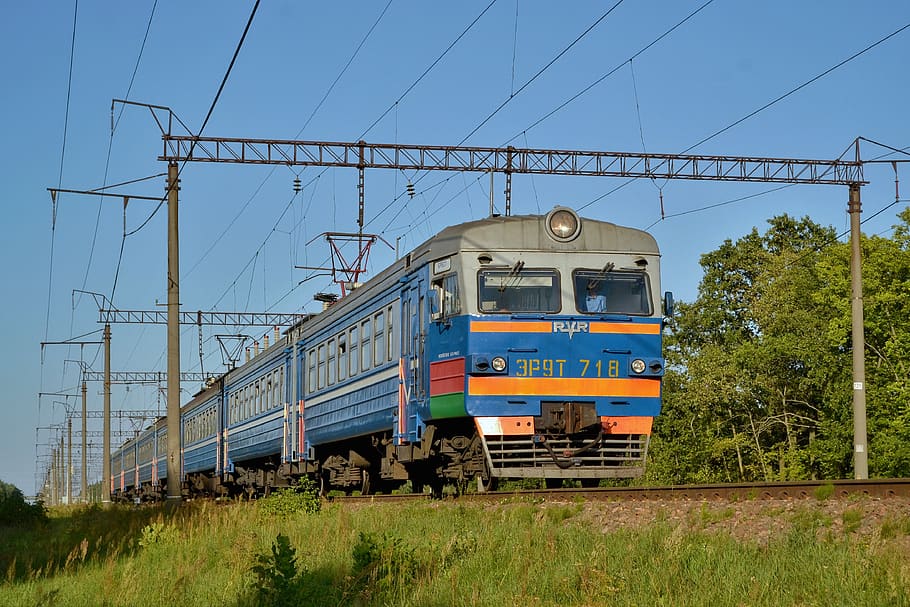 tren, tren eléctrico, elektrichka, tren ruso, эр9т, naturaleza, ferrocarril, transporte ferroviario, cable, tren - vehículo