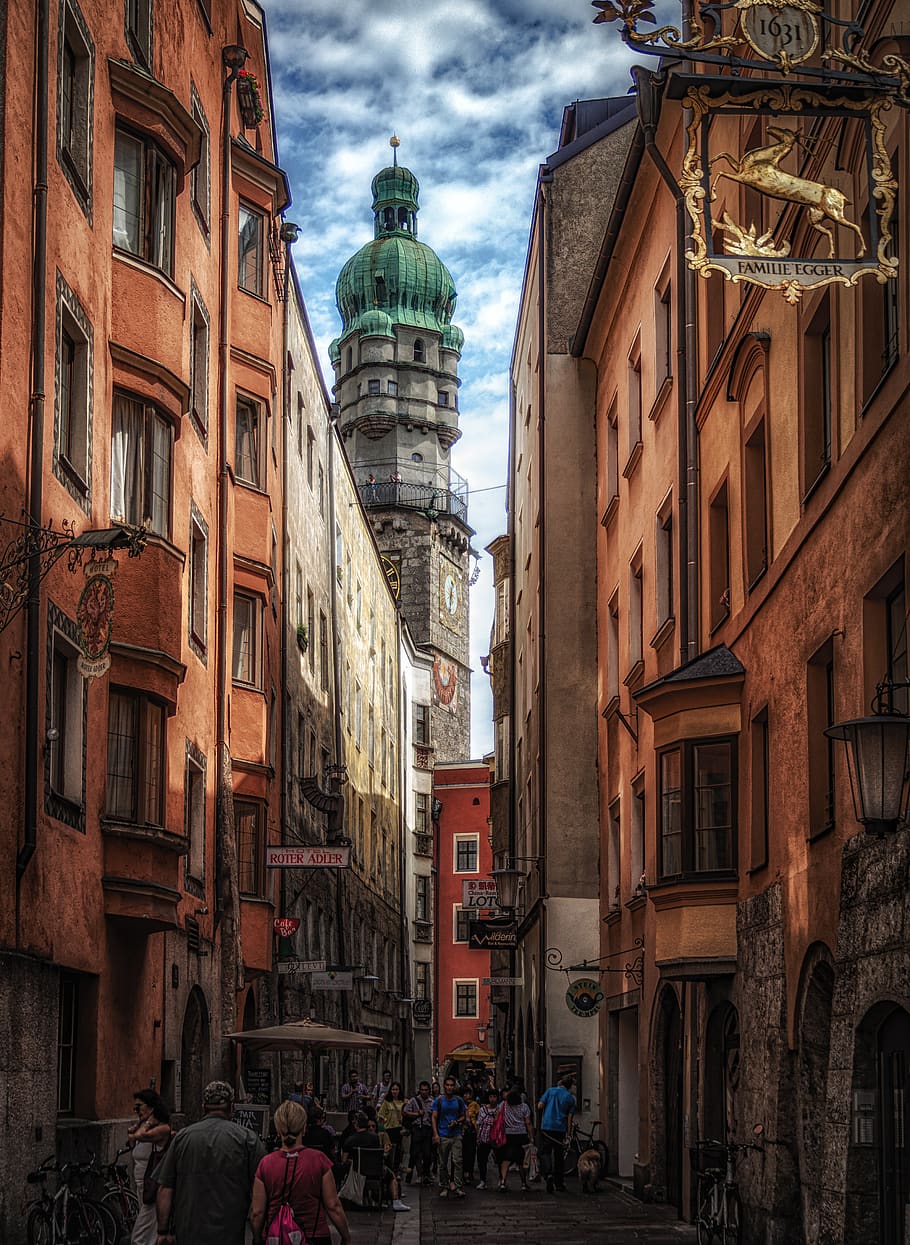 Innsbruck, ciudad, Tirol, Austria, centro histórico, edificio, centro de la ciudad, callejón, torre de la ciudad, torre