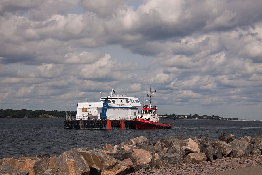 towage, towing, boat, fleet, tug-boat, ocean, cloudscape, quai, bay ...