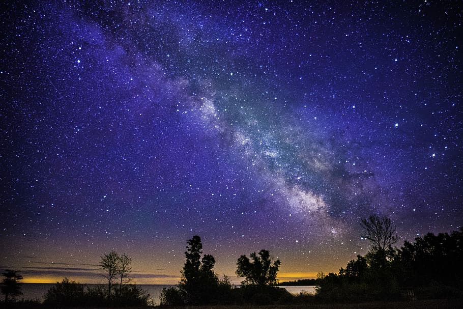 night, milky, way, Landscape, at night, Milky Way, featured, galaxy, lake, newport state park