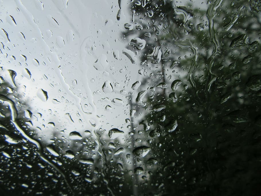 rain, water, glass, drops, windshield, waterdrops, drop, wet, transparent, glass - material