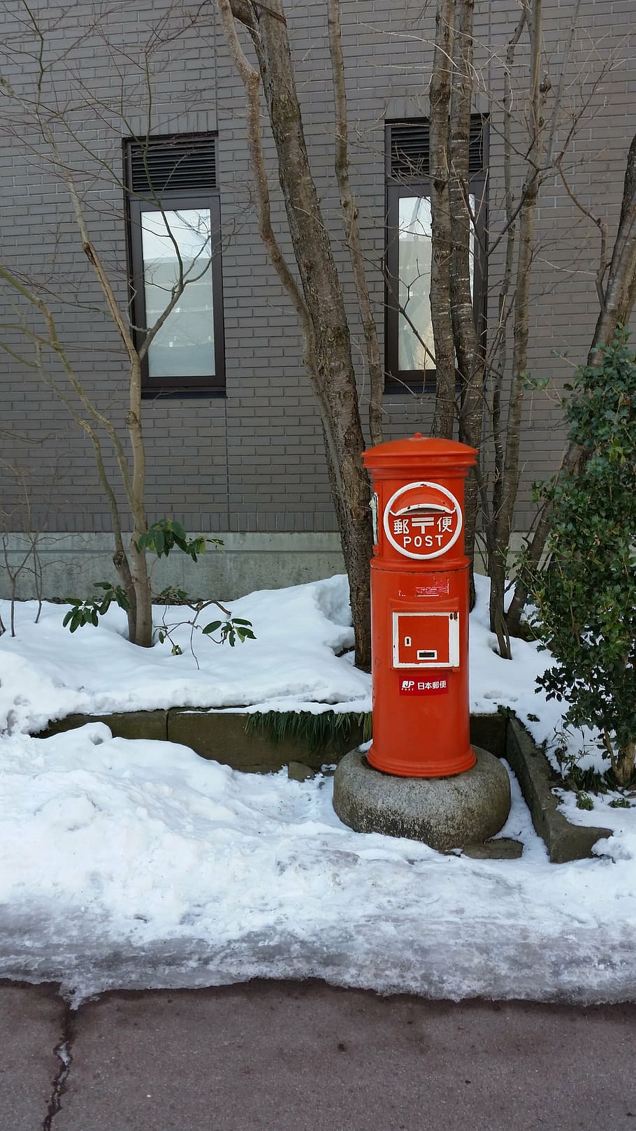 postbox, japan, historic, snow, red, post, mailbox, letter, box, mail