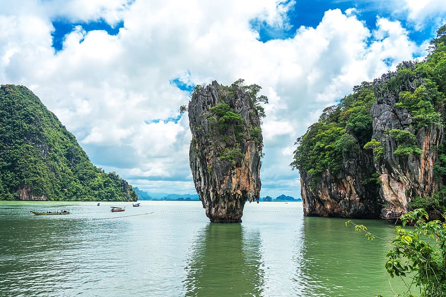 rocas, acantilados, costa, tropical, dramático, Tailandia, naturaleza, natural, mar, isla
