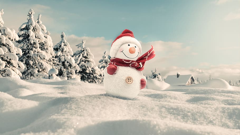 snowman, winter, snow landscape, wintry, snow, scarf, cold, white, christmas, christmas time