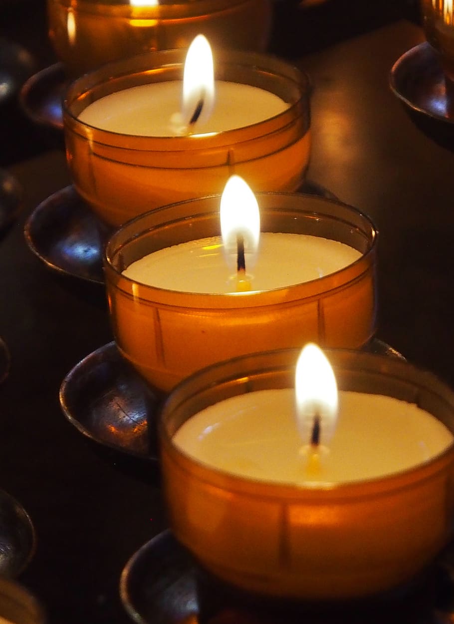candle, votive light, religion, faith, candlelight, sacrificial candle, burning, fire, flame, heat - temperature