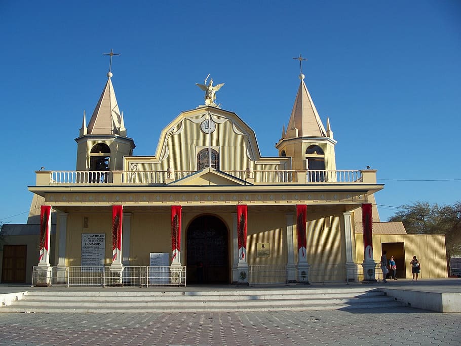 tirana, pozo almonte, chile, church, oasis, architecture, building exterior, religion, built structure, place of worship