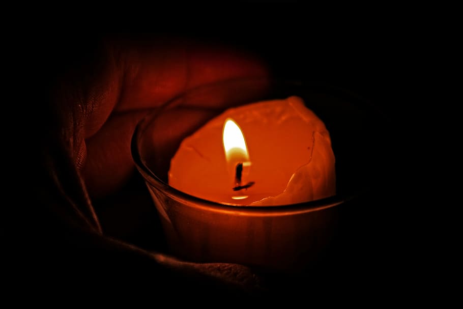 candle, dark, memory, ali, glass, old age, fire, burning, flame, illuminated