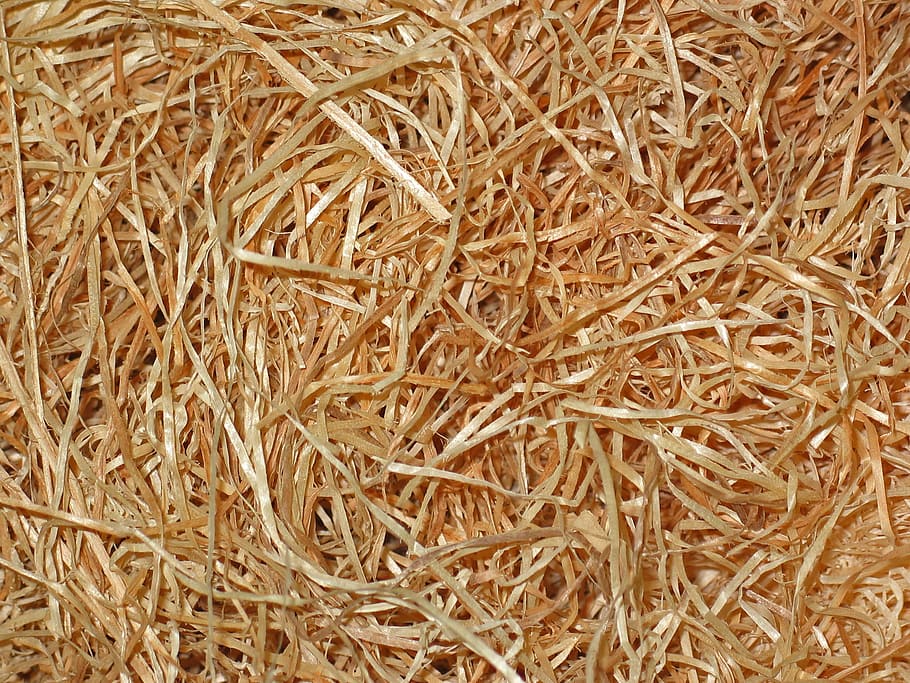 marrón, foto de primer plano de heno, lana de madera, madera, casi natural, relleno, materiales naturales, material de embalaje, fondo, naturaleza
