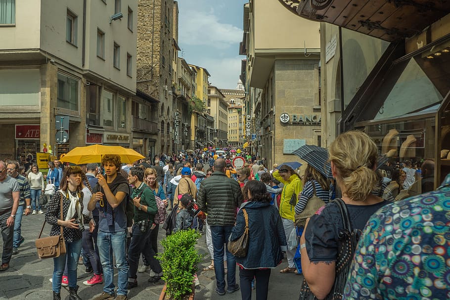 florence, italy, people, walking, shopping, square, plaza, summer, city, architecture