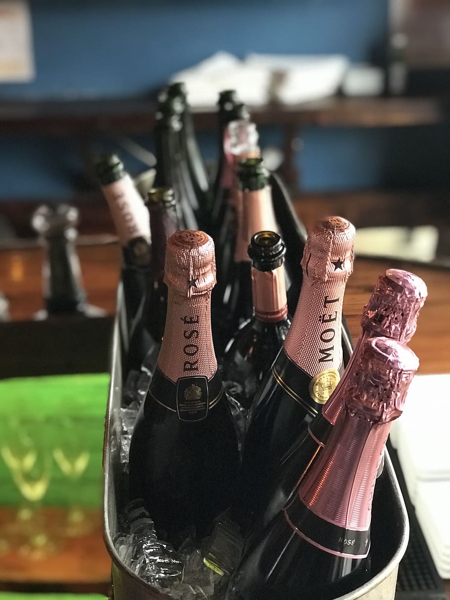 champagne, celebrate, rose, alcohol, drink, wine, glass, fizz, bubbly, pink