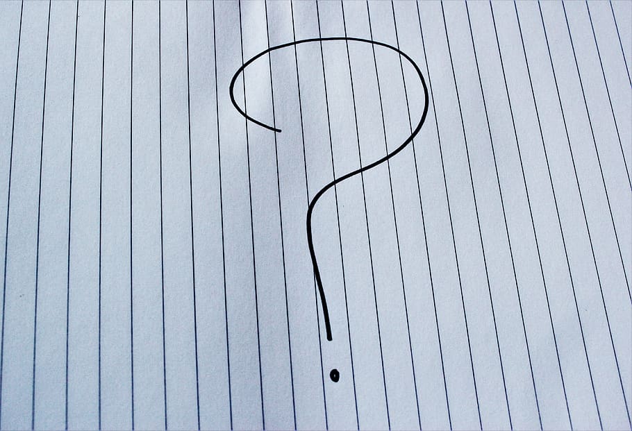 handwritten, symbol, blue, lined, paper, Question Mark, Sign, question, mark, ask
