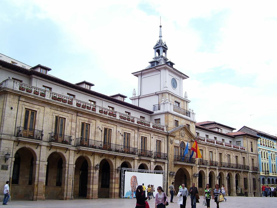 Oviedo, Balai Kota, Spanyol, bangunan, foto, pemerintah, domain publik, arsitektur, eropa, alun-alun kota