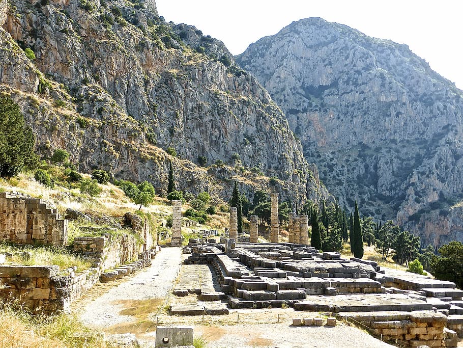 delphi, ruinas, historia, antiguo, grecia, clásico, histórico, arqueológico, templo, montaña