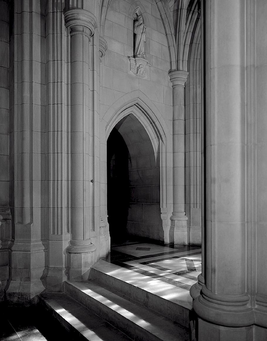 shadows, light, cathedral, national, america, architecture, design, décor, arch, perspective