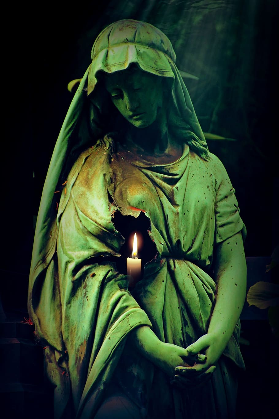 woman statue, candle wallpaper, woman, sculpture, figure, cemetery, grave, tomb, mourning, hope