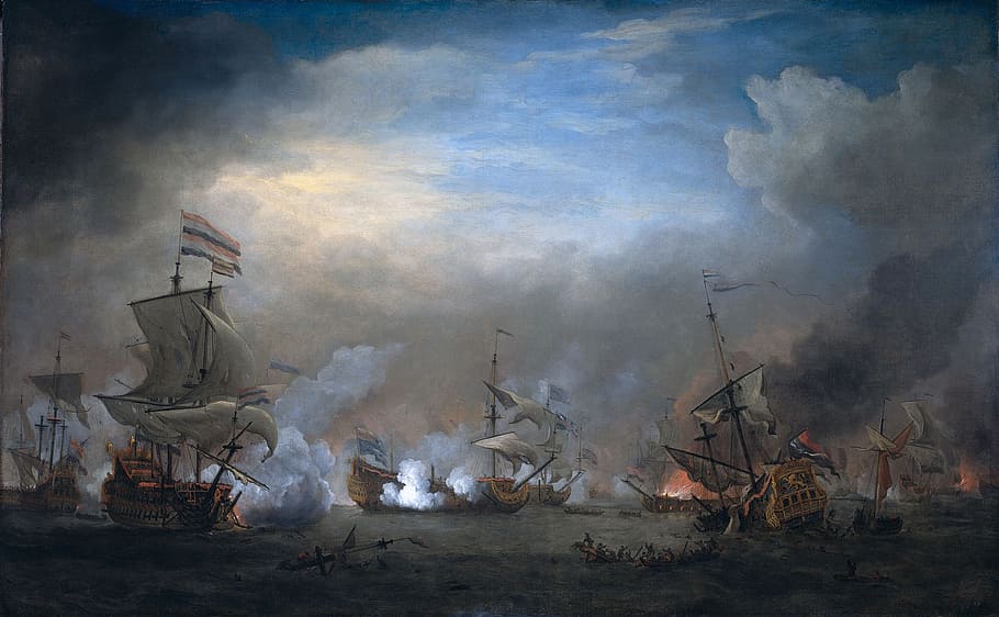 galleon ship painting, willem van de velde, art, painting, oil on canvas, sky, clouds, ships, navy, navies